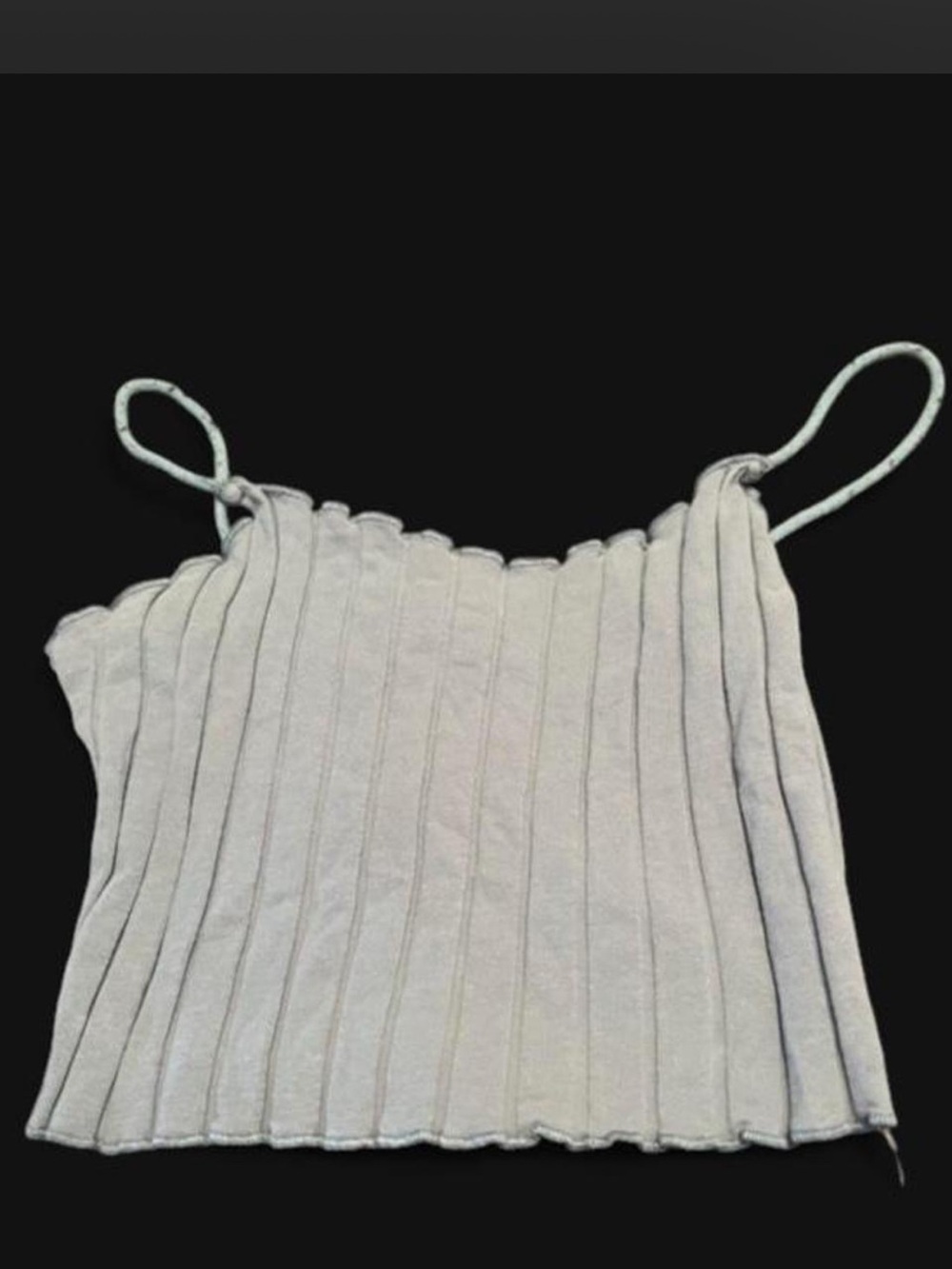 Ribbed Spaghetti-Strap Crop Top in Light Gray